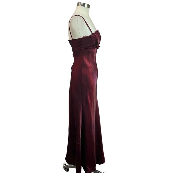 Vintage Y2K 90s Goth Vampire Milkmaid Dark Red Burgundy Prom Dress Sz 4 - Picture 4 of 9
